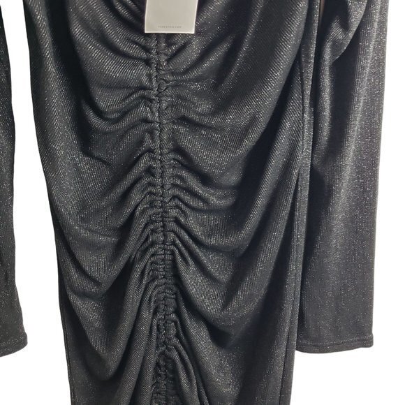 Forever 21 Womens Plus Size 3X Black Metallic Ruched Dress - Picture 5 of 8